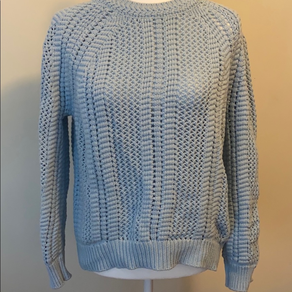 T Tahari Baby Blue Knit Long Sleeve Sweater